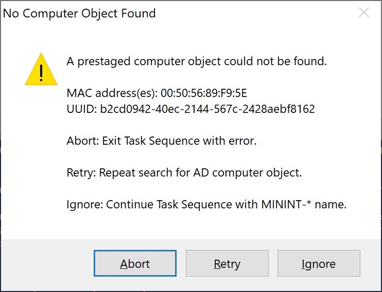 SCCM Boot Image NC State Active Directory